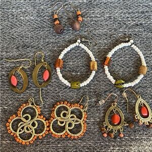 Boho Beaded Earring Collection Lot of 5 Pairs